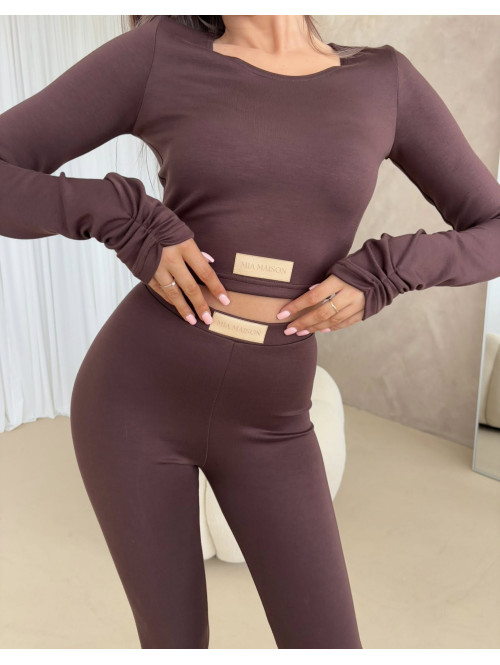 Czekoladowy komplet z wiskozy top+legginsy MICHALINA 155 - photo #14