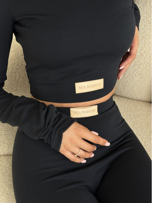 Czarny komplet z wiskozy top+legginsy MICHALINA 155 - photo #13