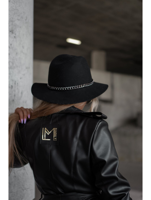 PRE-ORDER Płaszcz skórzany MONA czarny 155 - photo #8