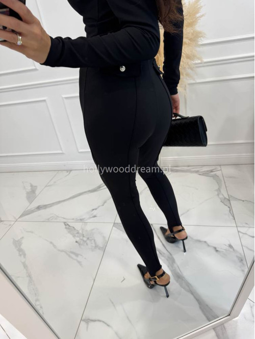Czarny kombinezon prążkowany z zapiętką Livia 185 - photo #12