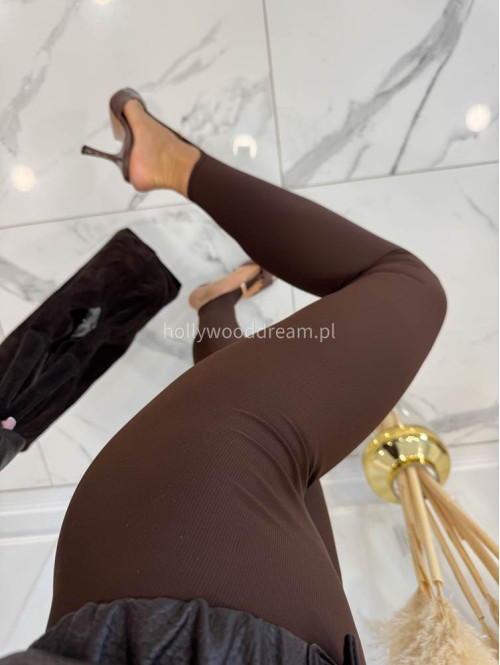Czekoladowe legginsy z zakładką na palec Klara 155 - photo #12