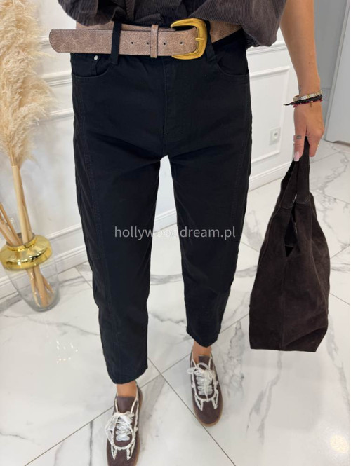 Czarne spodnie jeans z paskiem i szewkiem na nogawkach Karim 24 - photo #11