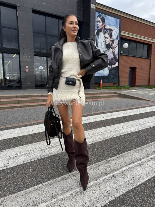 Czekoladowa kurtka bomber skórzana premium MILENA 25 Czekoladowa kurtka bomber skórzana premium MILENA 25 - photo #29