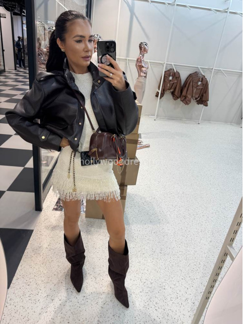 Czekoladowa kurtka bomber skórzana premium MILENA 25 Czekoladowa kurtka bomber skórzana premium MILENA 25 - photo #31