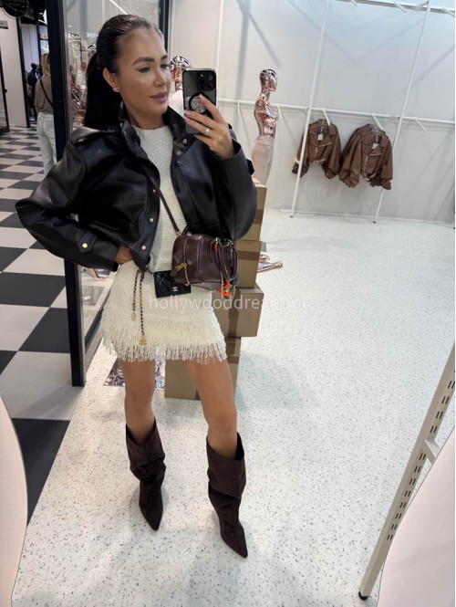 Czekoladowa kurtka bomber skórzana premium MILENA 25 Czekoladowa kurtka bomber skórzana premium MILENA 25 - photo #32