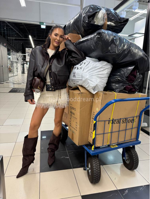 Czekoladowa kurtka bomber skórzana premium MILENA 25 Czekoladowa kurtka bomber skórzana premium MILENA 25 - photo #35