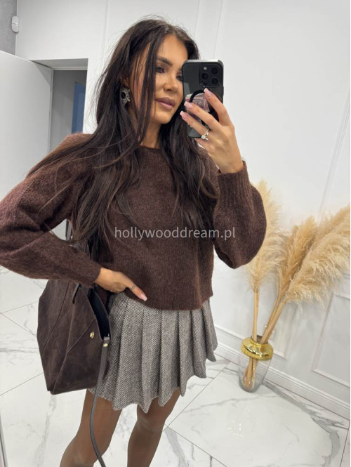 Brązowy sweter z kokardą na plecach Lamer 94 - photo #7