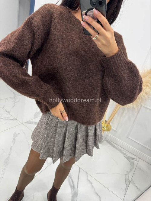 Brązowy sweter z kokardą na plecach Lamer 94 - photo #10