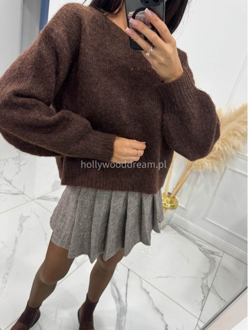 Brązowy sweter z kokardą na plecach Lamer 94 - photo #11