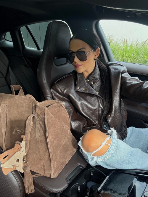 Czekoladowa kurtka bomber skórzana premium MILENA 25 Czekoladowa kurtka bomber skórzana premium MILENA 25 - photo #36