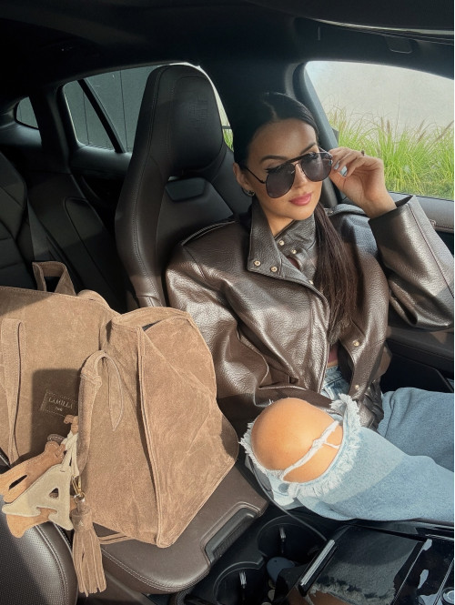 Czekoladowa kurtka bomber skórzana premium MILENA 25 Czekoladowa kurtka bomber skórzana premium MILENA 25 - photo #39