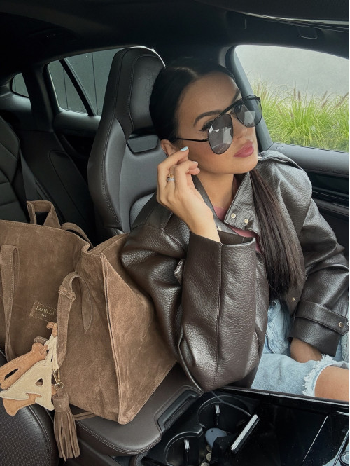 Czekoladowa kurtka bomber skórzana premium MILENA 25 Czekoladowa kurtka bomber skórzana premium MILENA 25 - photo #41