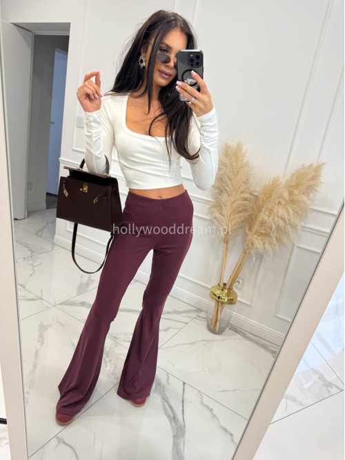 Biała bluzka z długim rękawem i dekoltem karo MARCELA 30 - photo #3