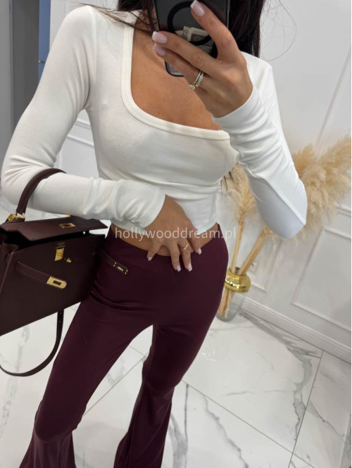 Biała bluzka z długim rękawem i dekoltem karo MARCELA 30 - photo #6