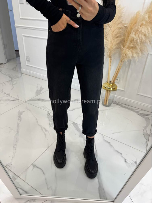 Czarne spodnie jeansowe z naszywką na tylnej kieszeni DENIM 192 - photo #4
