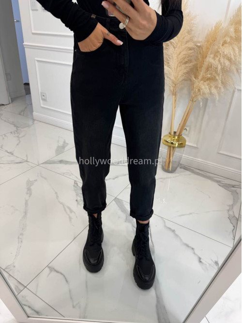 Czarne spodnie jeansowe z naszywką na tylnej kieszeni DENIM 192 - photo #5