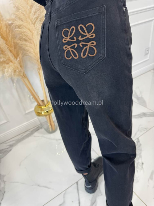 Czarne spodnie jeansowe z naszywką na tylnej kieszeni DENIM 192 - photo #7