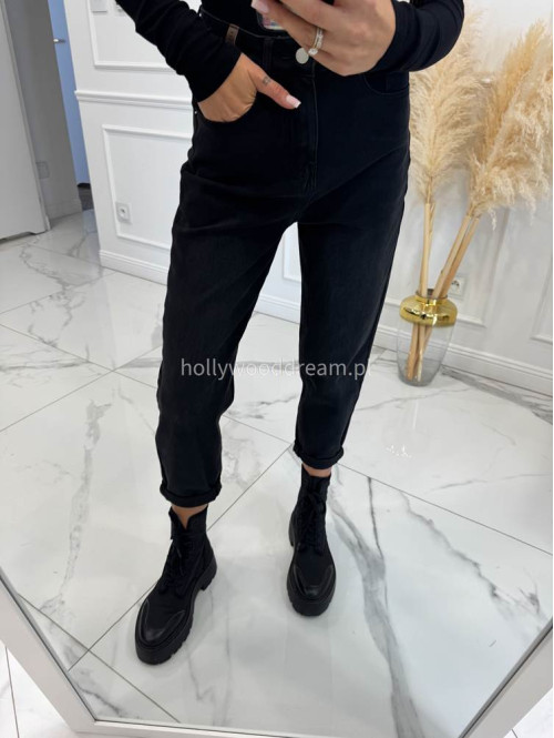Czarne spodnie jeansowe z naszywką na tylnej kieszeni DENIM 192 - photo #9