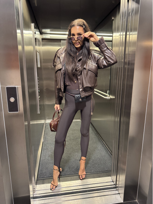 Legginsy z zapiętką czekoladowe Blania 31 - photo #82