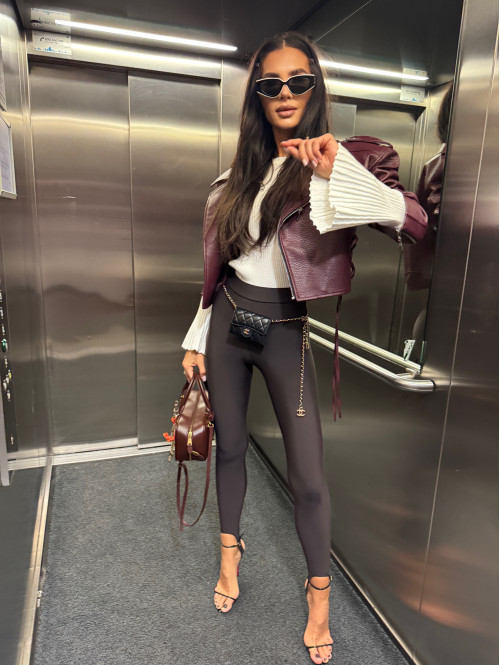 Kurtka ramoneska skóra węża eko skóra LA MILLA bordowa 25 - photo #39