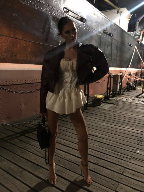 Kurtka ramoneska skóra węża eko skóra LA MILLA bordowa 25 - photo #42