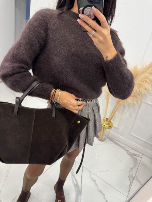 Czekoladowy sweter z kid moherem Paulina 194 - photo #7