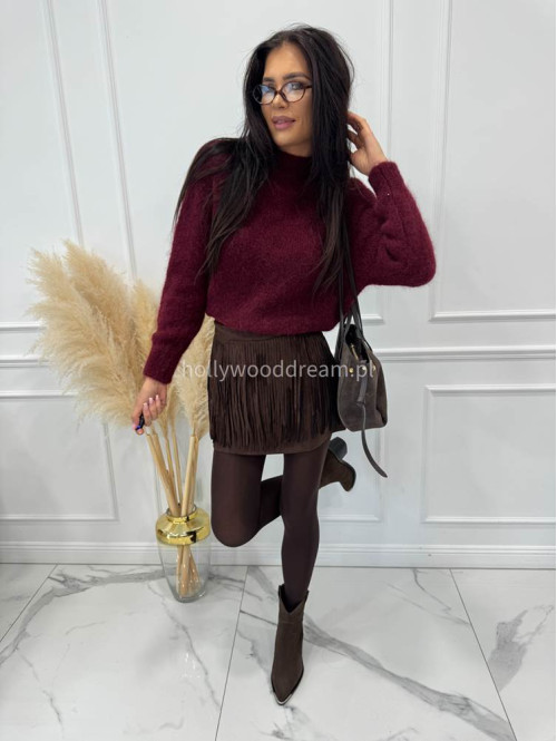 Bordowy  sweter z kid moherem Paulina 194 - photo #0
