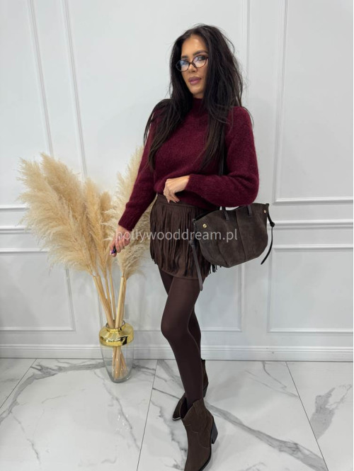 Bordowy  sweter z kid moherem Paulina 194 - photo #1