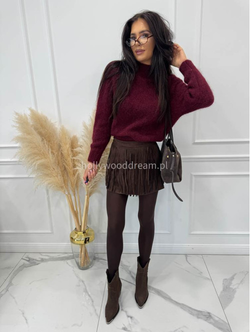 Bordowy  sweter z kid moherem Paulina 194 - photo #3