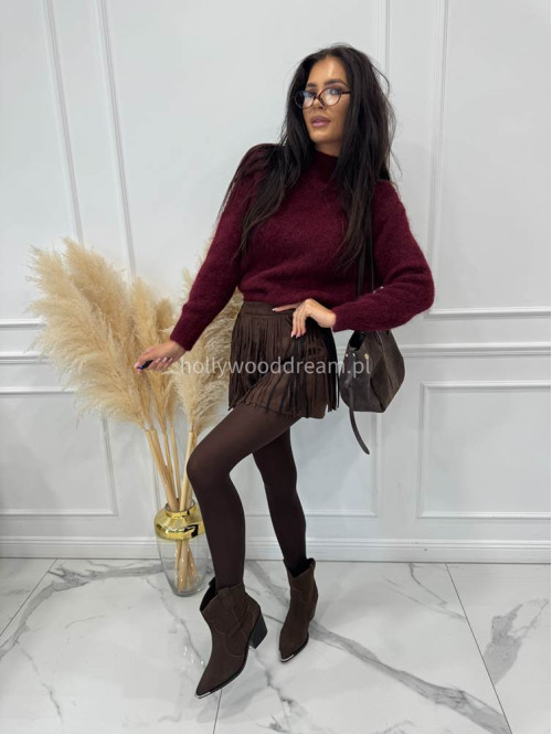 Bordowy  sweter z kid moherem Paulina 194 - photo #6