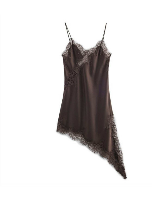 Czekoladowa sukienka midi asymetryczna z koronką MONIA 17 Czekoladowa sukienka midi asymetryczna z koronką MONIA 17 - photo #22