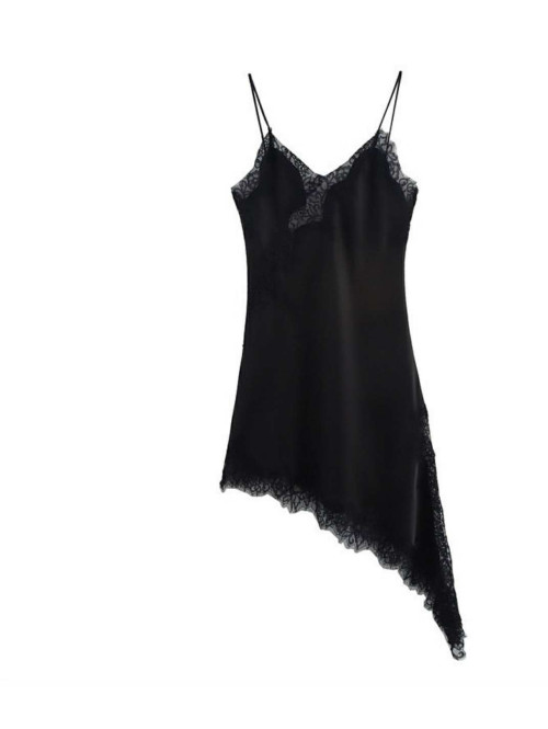 Czarna sukienka midi asymetryczna z koronką MONIA 17 Czarna sukienka midi asymetryczna z koronką MONIA 17 - photo #12