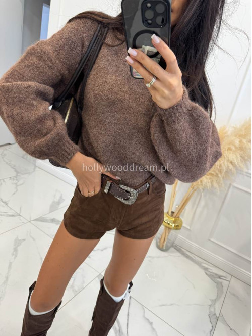 Jasno brązowy sweter ze ściągaczami przy rękawach i w talii MUFFIN 19 - photo #3