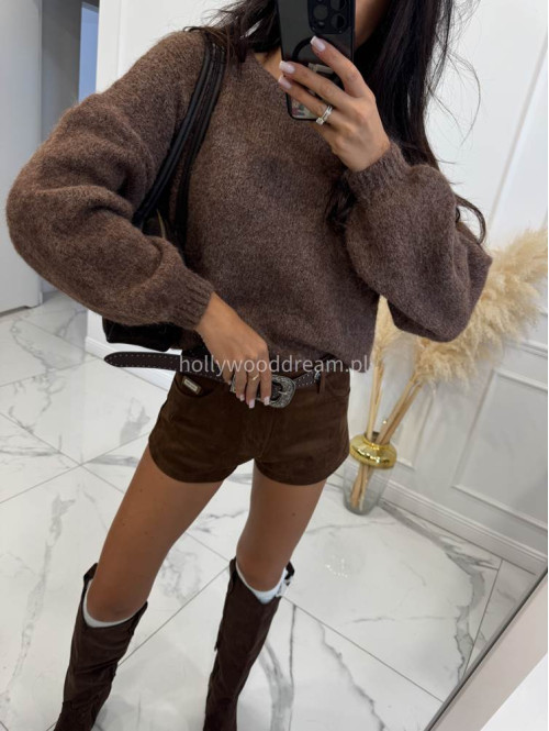 Jasno brązowy sweter ze ściągaczami przy rękawach i w talii MUFFIN 19 - photo #4