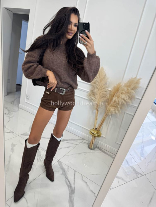 Jasno brązowy sweter ze ściągaczami przy rękawach i w talii MUFFIN 19 - photo #8