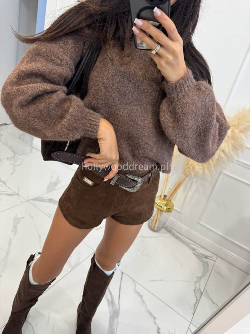 Jasno brązowy sweter ze ściągaczami przy rękawach i w talii MUFFIN 19 - photo #9