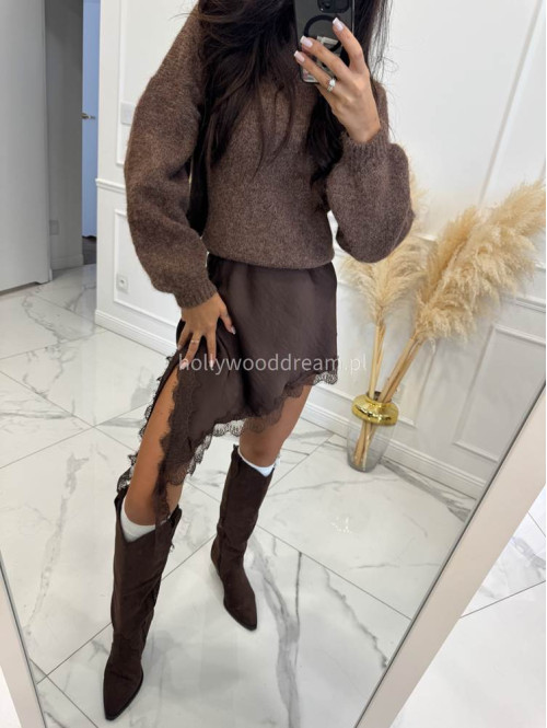 Jasno brązowy sweter ze ściągaczami przy rękawach i w talii MUFFIN 19 - photo #11