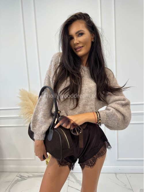 Beżowy sweter ze ściągaczami przy rękawach i w talii MUFFIN 19 - photo #11