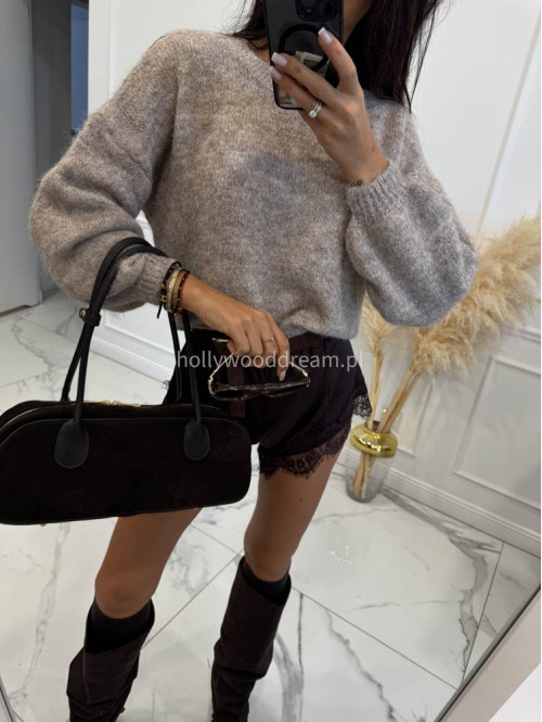 Beżowy sweter ze ściągaczami przy rękawach i w talii MUFFIN 19 - photo #12
