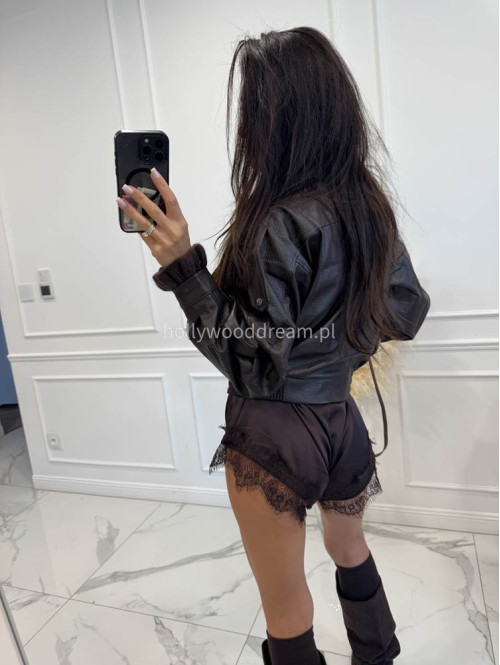 Czekoladowe spodenki satynowe wykończone koronką ISABELL 19 - photo #17