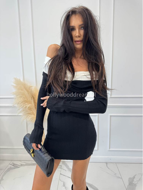 Czarna sukienka mini dzianinowa al'a hiszpanka ANKA 09 - photo #5