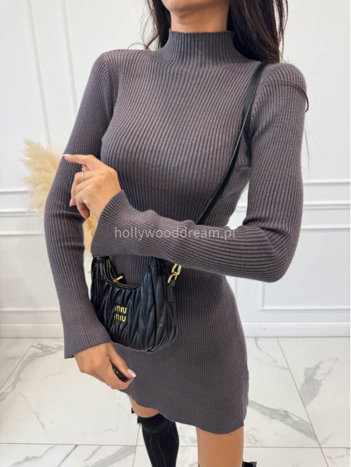 Szara sukienka sweterkowa z rozkloszowanym dołem JOASIA 09 - photo #1