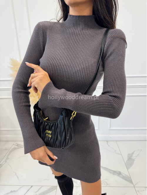 Szara sukienka sweterkowa z rozkloszowanym dołem JOASIA 09 - photo #2