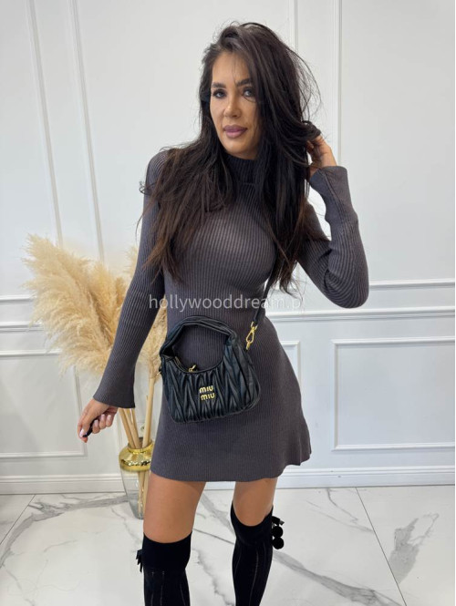 Szara sukienka sweterkowa z rozkloszowanym dołem JOASIA 09 - photo #5