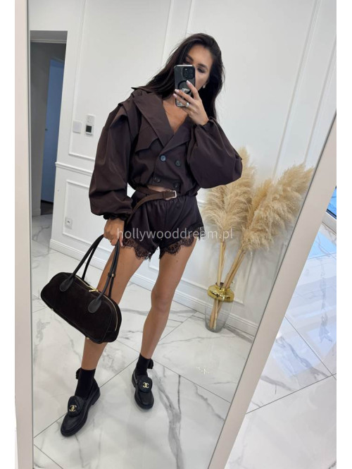 Bordowa kurtka krótka z bufiastymi rękawami zapinana na guziki RELA 19 Bordowa kurtka krótka z bufiastymi rękawami zapinana na guziki RELA 19 - photo #6