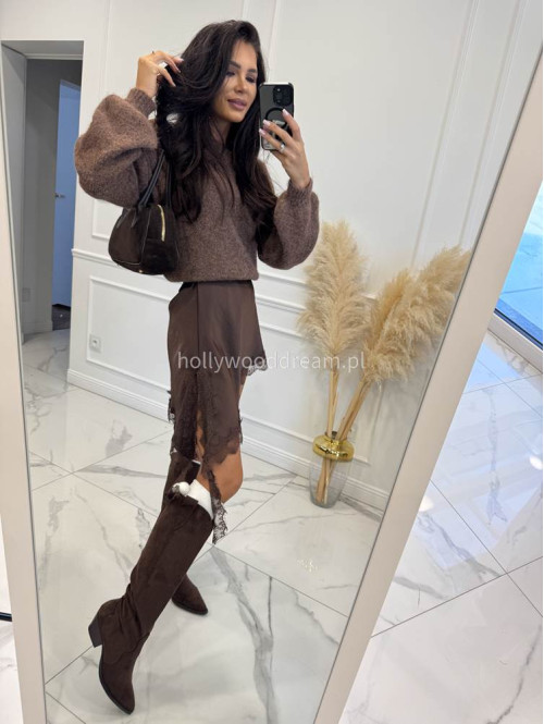 Białe zakolanówki z pomponem i kokardą Marta 150 - photo #12