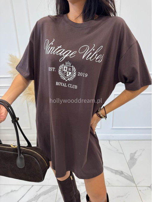 Brązowy T-shirt oversize Vintage Vibes 09 - photo #4