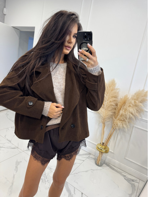 Czekoladowa kurtka sztruksowa krótka STELLA 17