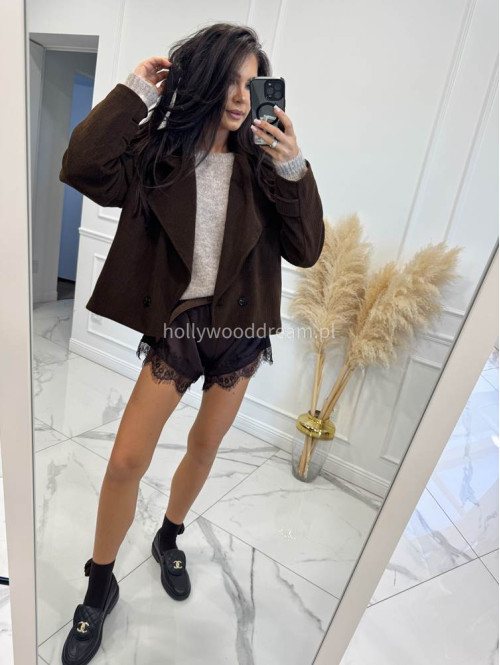 Czekoladowa kurtka sztruksowa krótka STELLA 17 - photo #1