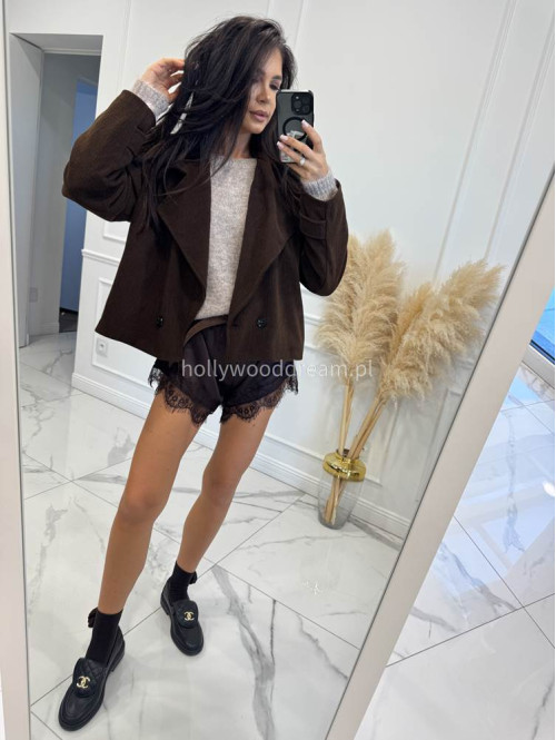 Czekoladowa kurtka sztruksowa krótka STELLA 17 - photo #2